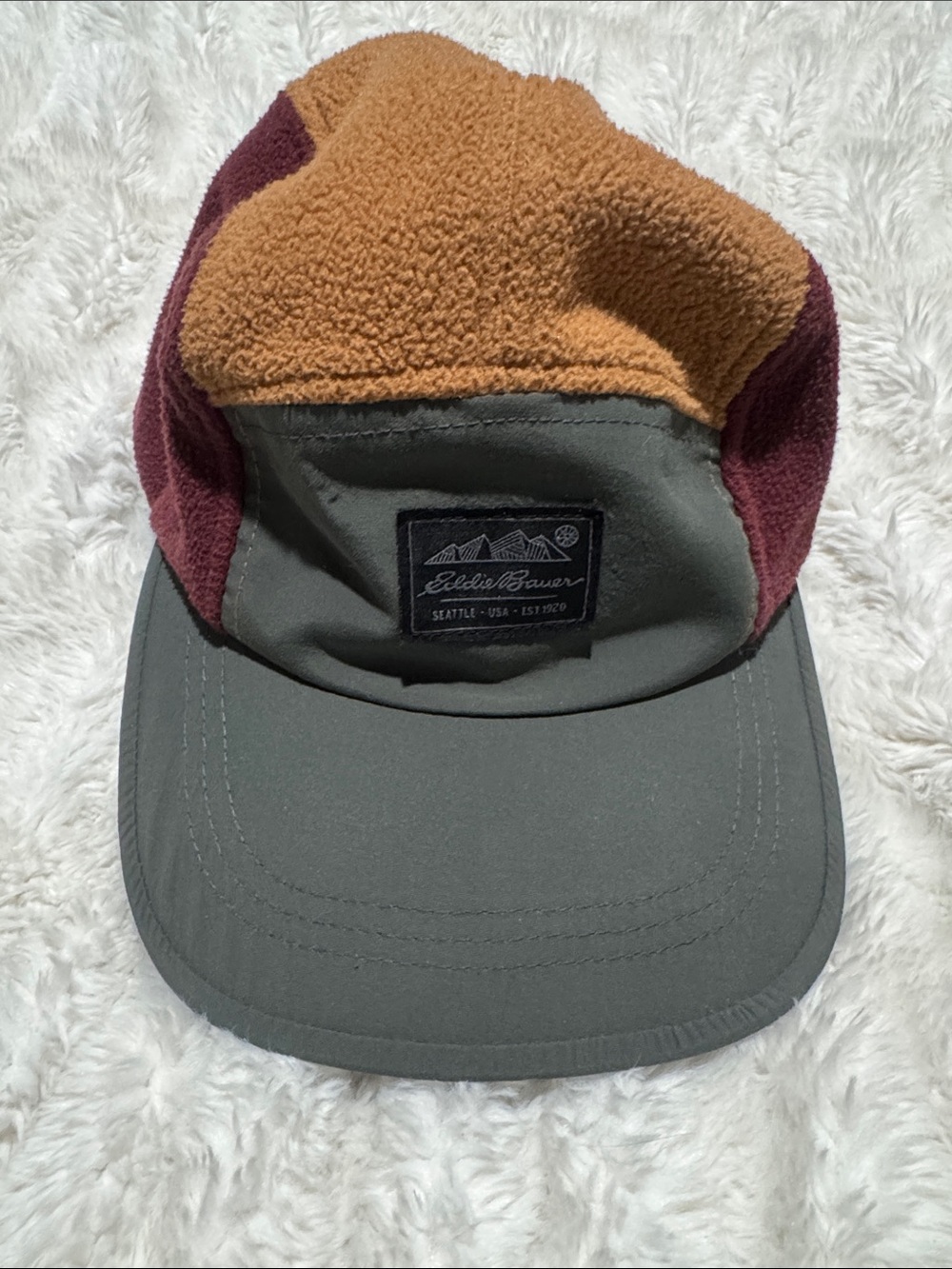 Eddie Bauer Olive, Mustard & Burgundy Fleece Panel Cap